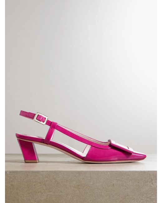 Roger Vivier Pink 45 Patent-Leather Slingback Pumps