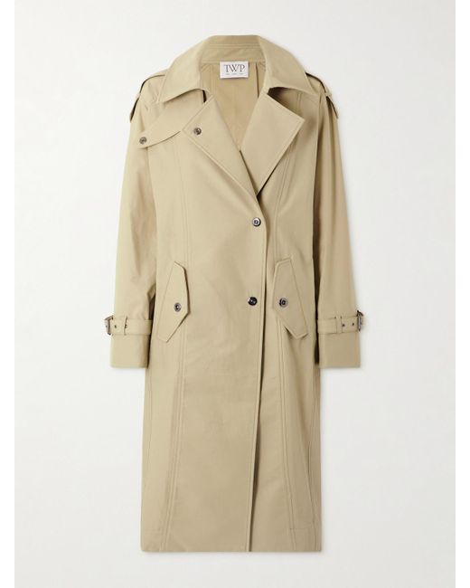 Twp Natural Long Bogie Mantel Aus Gabardine Aus Einer Baumwollmischung