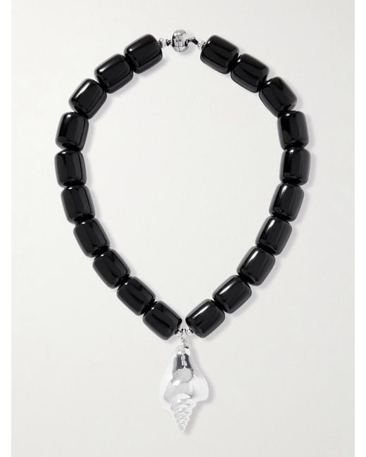 Julietta Black Ponza-Plated Resin Necklace