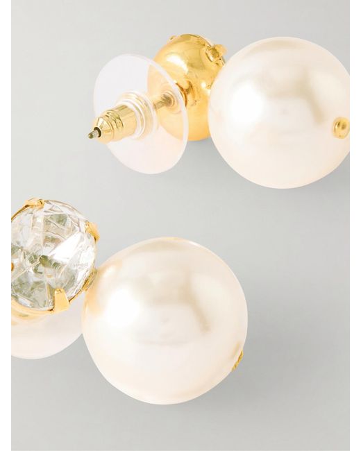 Jennifer Behr White Nina-Tone Crystal And Pearl Earrings