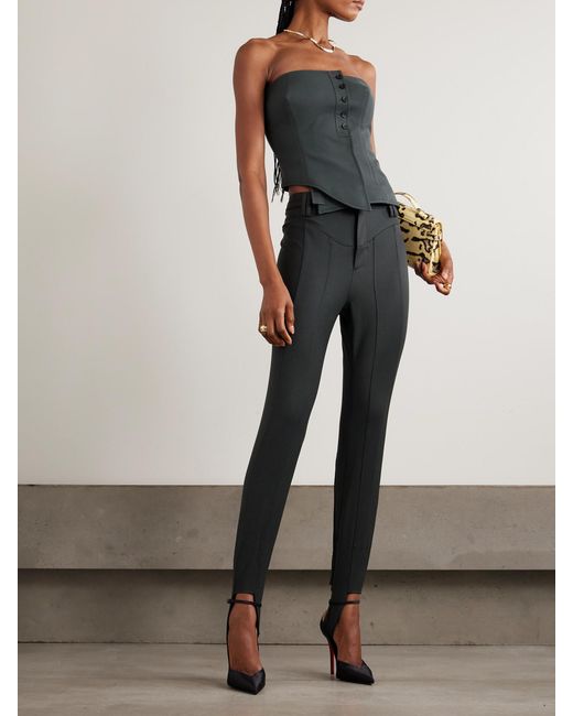 Jean Paul Gaultier Black Strapless Asymmetric Wool-Blend Twill Bustier Top