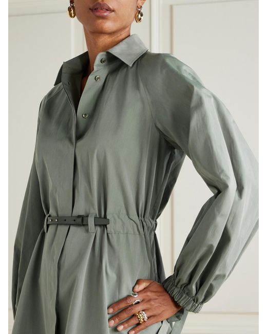 Robe-Chemise Midi En Popeline De Coton À Ceinture Viale Max Mara en coloris Green