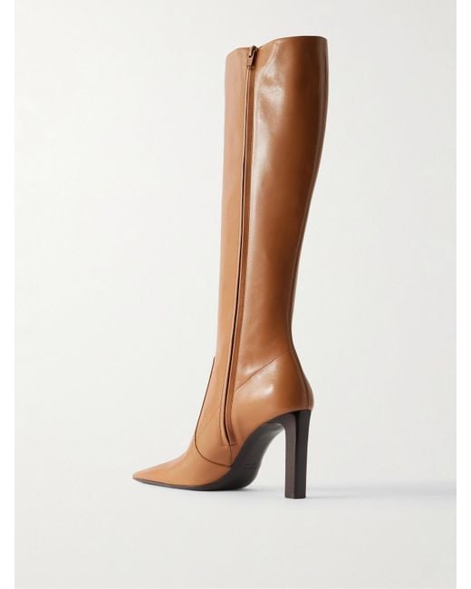 Saint Laurent Brown Francoise Leather Knee Boots