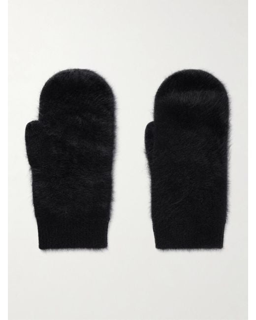Lisa Yang Black Brushed-Cashmere Mittens