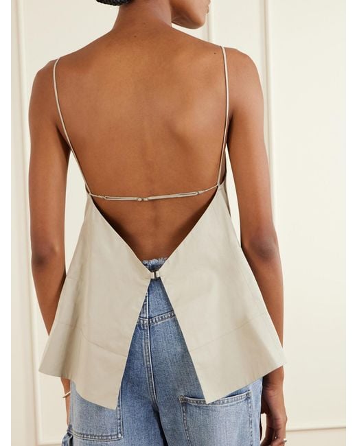 Tibi Natural Open-Back Cotton-Poplin Tank