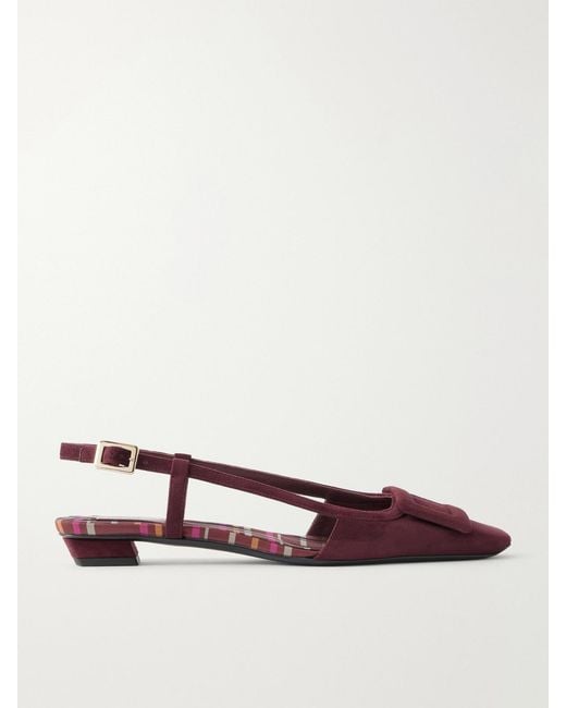 Roger Vivier Red 25 Suede Slingback Ballet Flats