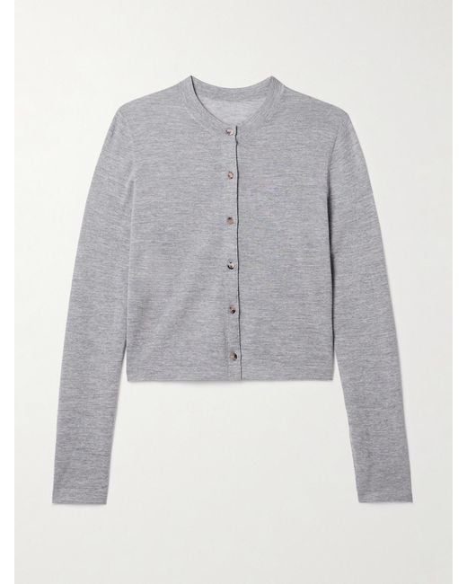 Khaite Gray Brieta Merino Wool Cardigan