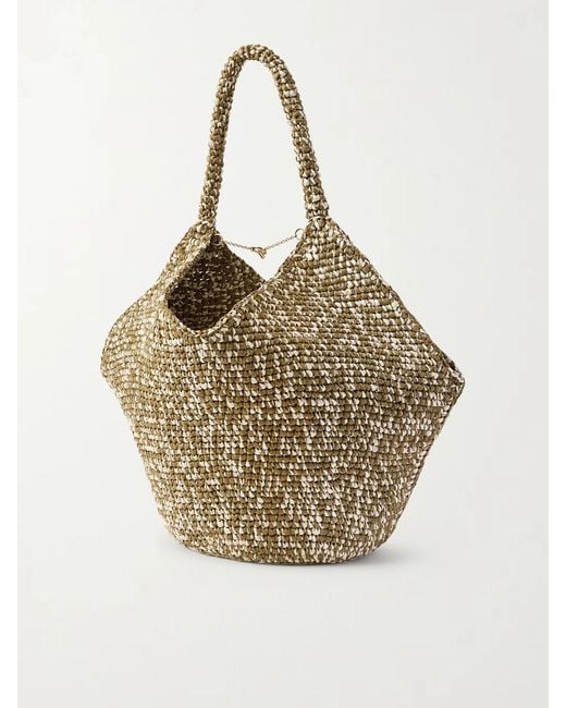 Khaite Metallic Lotus Medium Two-Tone Woven Tote