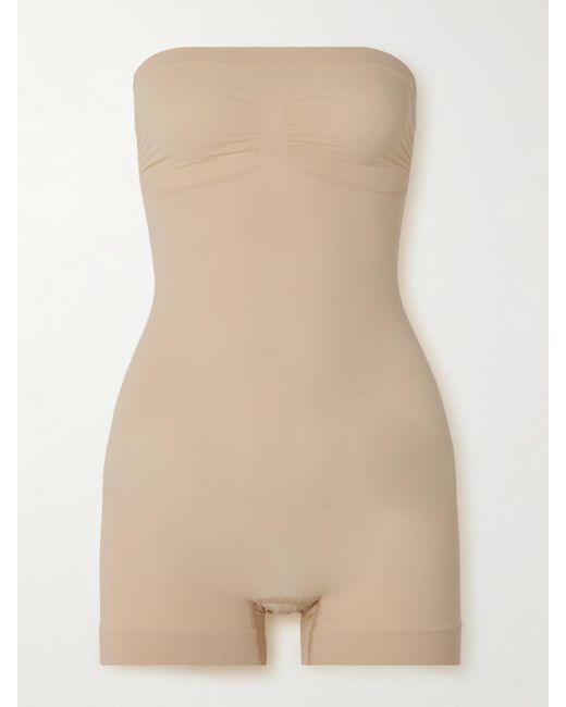Skims Natural Seamless Sculpt Strapless Shortie Bodysuit – Clay – Body