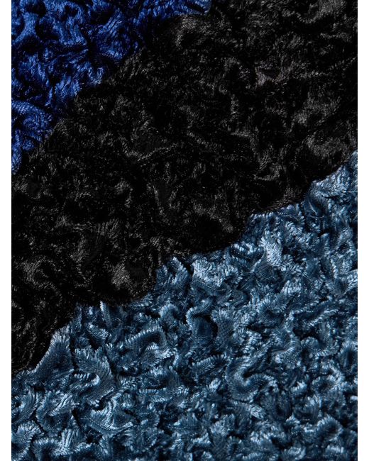 Sea Blue Malene Smocked Patchwork Crushed-Velvet Top