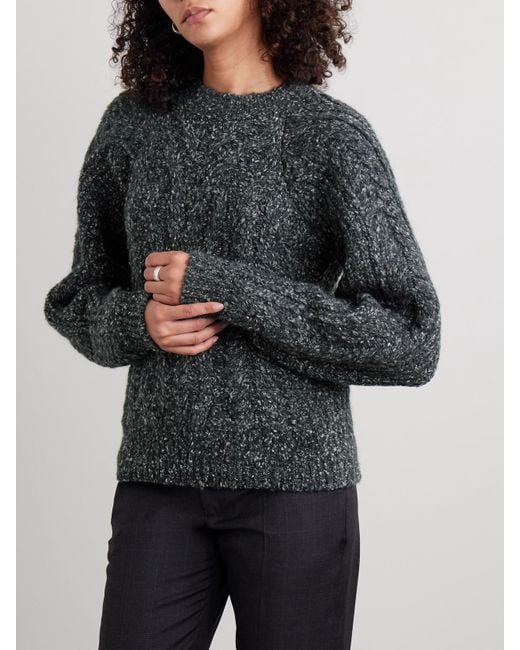 Isabel Marant Gray Kallie Cable-Knit Bouclé Sweater