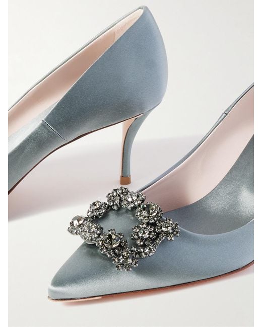 Roger Vivier Blue Efflorescence 65 Crystal-Embellished Satin Pumps