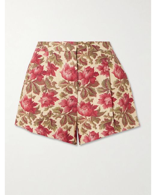 Posse White Rosalie Shorts Aus Leinen Mit Blumenprint