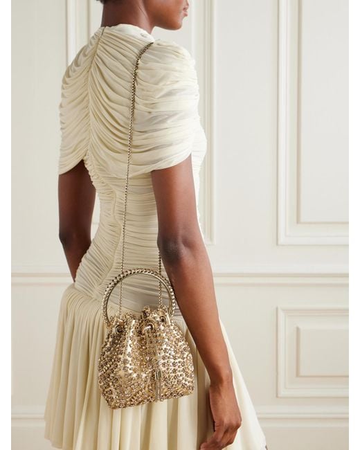Jimmy Choo Natural Bon Bon Beuteltasche Aus Satin Mit Kristallen