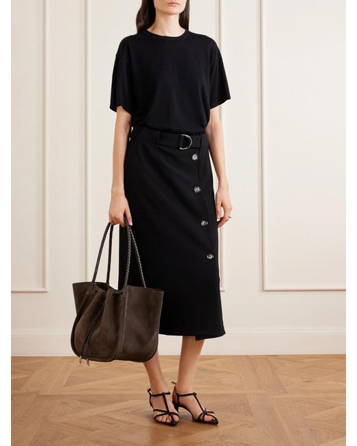 Proenza Schouler Natural Large Ruched Leather-Trimmed Suede Tote