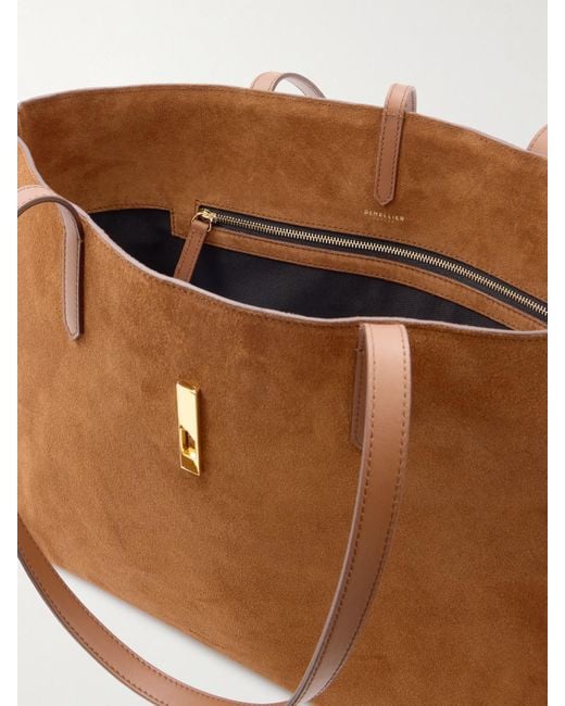 DeMellier London Brown Tokyo Leather-Trimmed Suede Tote