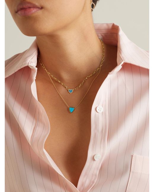 Jennifer Meyer Blue Mini Heart 18-Karat Necklace