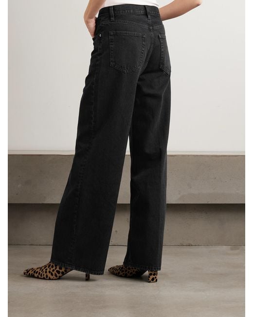 FRAME Black The Collegiate High-Rise Wide-Leg Jeans