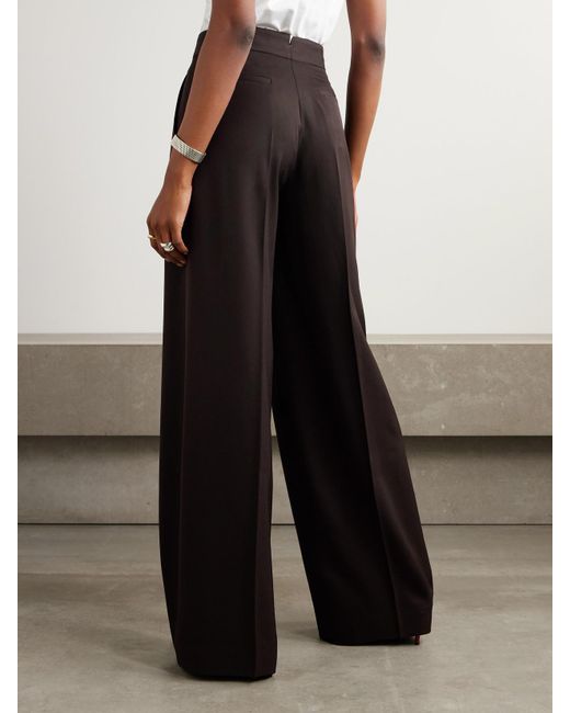 Sa Su Phi Blue Bogart Hose Mit Weitem Bein Aus Wolle Mit Falten