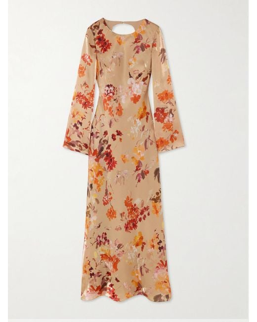 Aje. White Transept Floral-Print Satin Maxi Dress