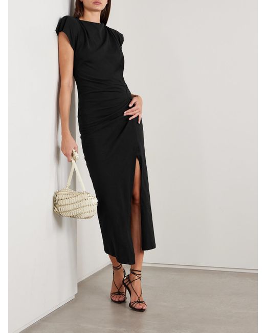 Robe Longue Asymétrique En Jersey De Coton À Fronces Nadela Isabel Marant en coloris Black