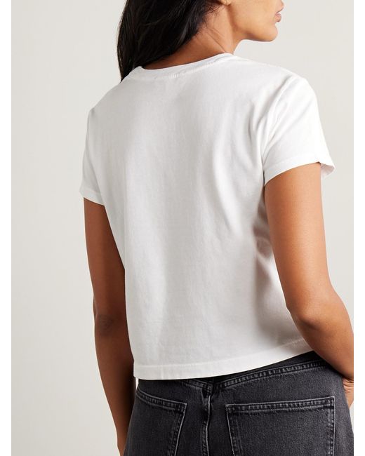 Agolde White Adine Cropped Organic Cotton-Jersey T-Shirt
