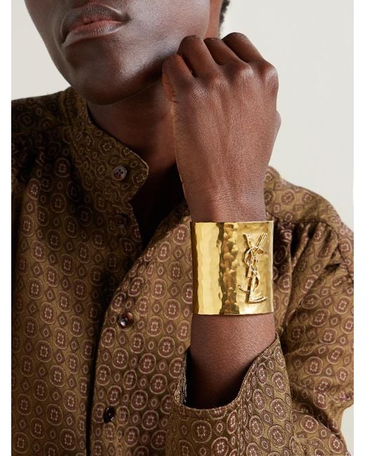 Saint Laurent Metallic Cassandre-Tone Cuff
