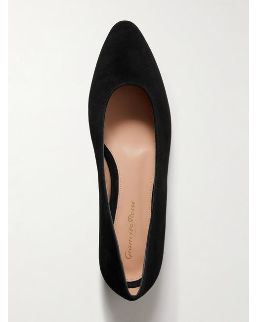 Gianvito Rossi Black Amelia Suede Point-Toe Flats