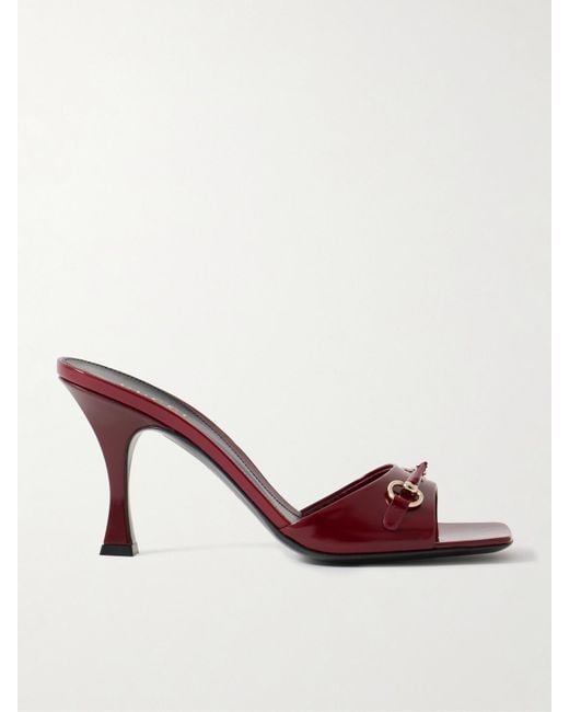 Mules En Cuir Verni À Mors De Cheval Selene Gucci en coloris Brown