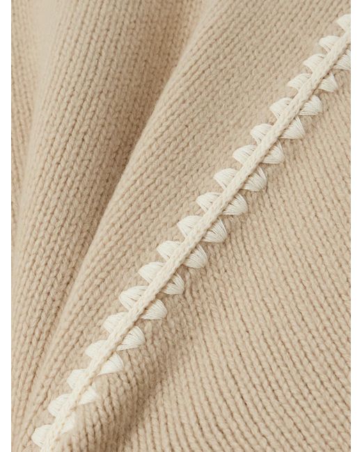 Totême  Natural Oversized-Pullover Aus Einer Woll-Kaschmirmischung Mit Stickereien