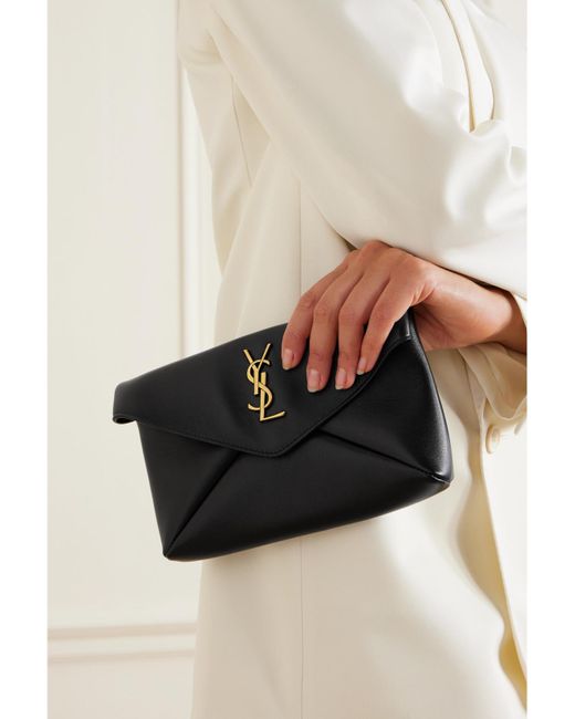 Saint Laurent Black Cassandre Leather Clutch