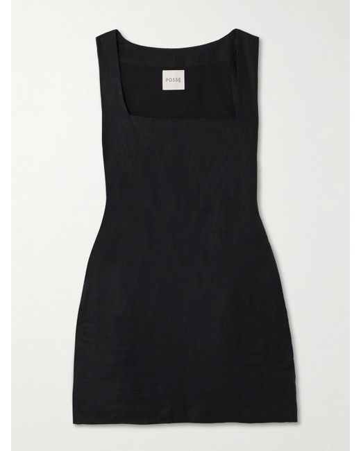 Posse Black Alice Minikleid Aus Leinen