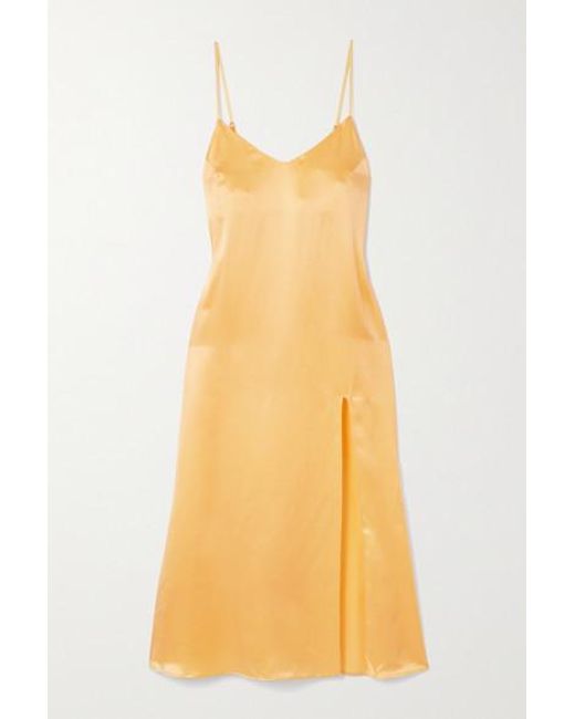 Reformation Britten Silk-satin Midi Dress in Yellow | Lyst