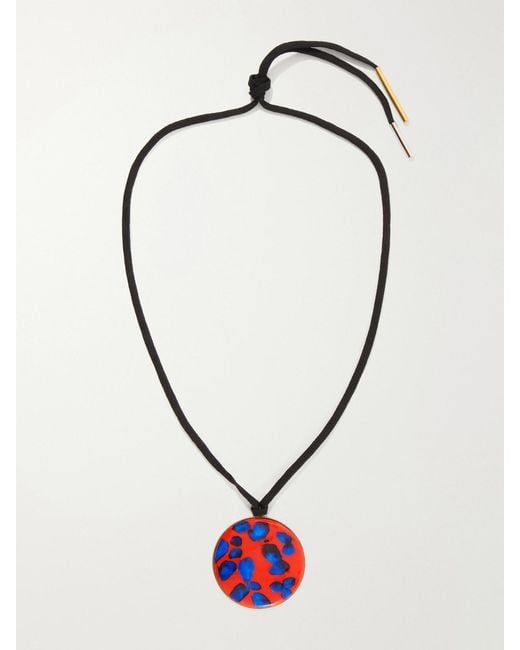 Dries Van Noten Red Tone, Enamel And Cord Necklace