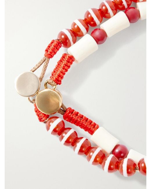 Roxanne Assoulin Red Set Of Two Paprika Agate Beaded Bracelets