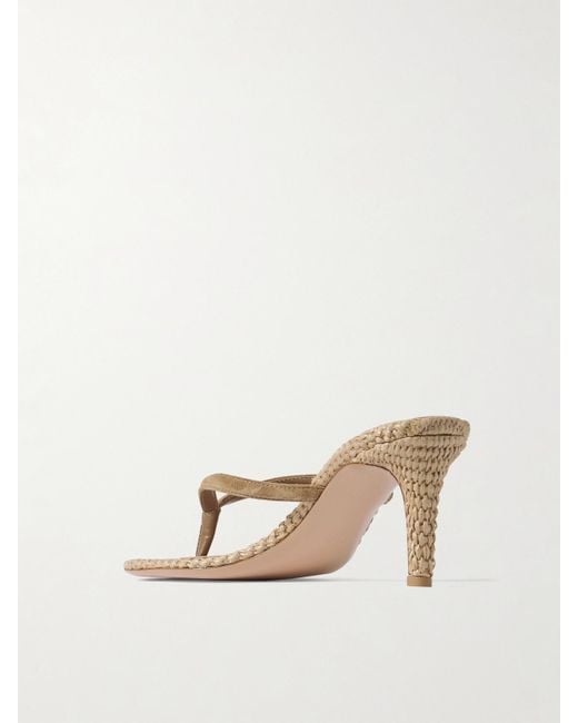 Gianvito Rossi Natural Calypso 70 Suede-Trimmed Raffia Sandals