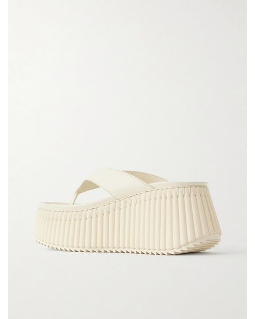 Chloé Natural Nama Leather Platform Flip Flops