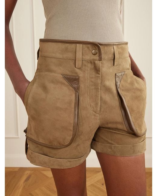 Isabel Marant Natural Marline Suede Cargo Shorts