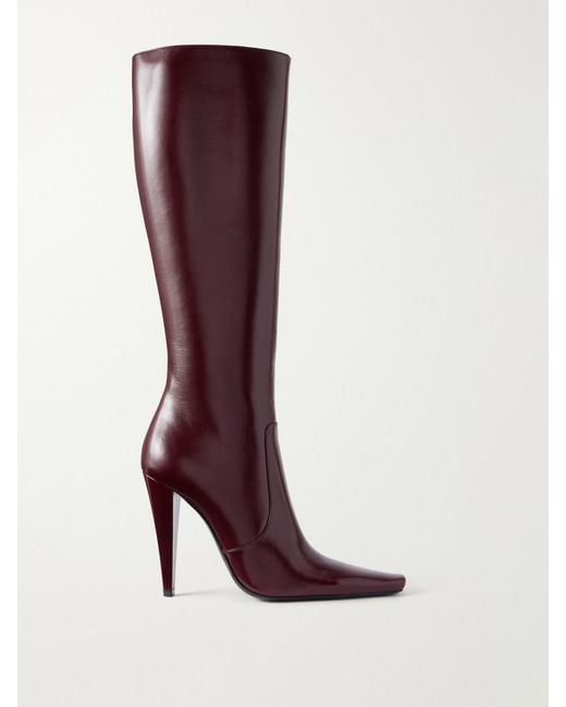 Saint Laurent Red 77 110 Leather Knee Height Boots