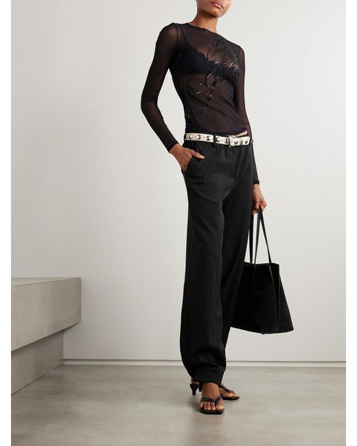 Jean Paul Gaultier Black Twill Wide-Leg Stirrup Pants