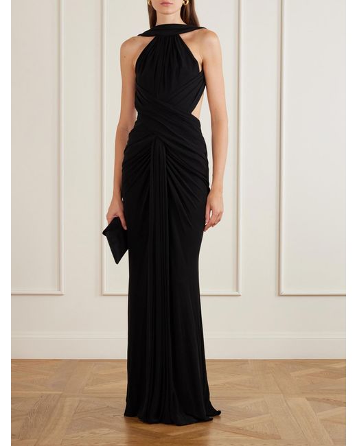 Elie Saab Black Draped Jersey Gown