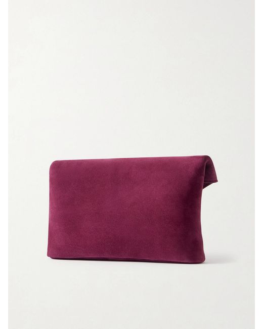 Saint Laurent Purple Cassandre Suede Shoulder Bag