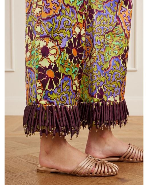 ALÉMAIS White Joanna Printed Satin Wide-Leg Pants