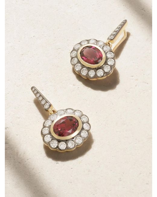 Marlo Laz Natural Lexi 14-Karat, Rhodolite And Diamond Earrings