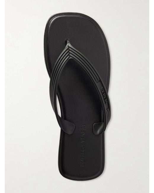 Bottega Veneta Black Sampieri Flat Thong Rubber Flip Flops