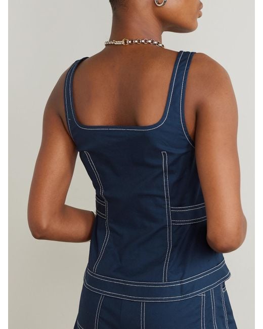 Jonathan Simkhai Blue Dolce Cotton-Blend Canvas Top