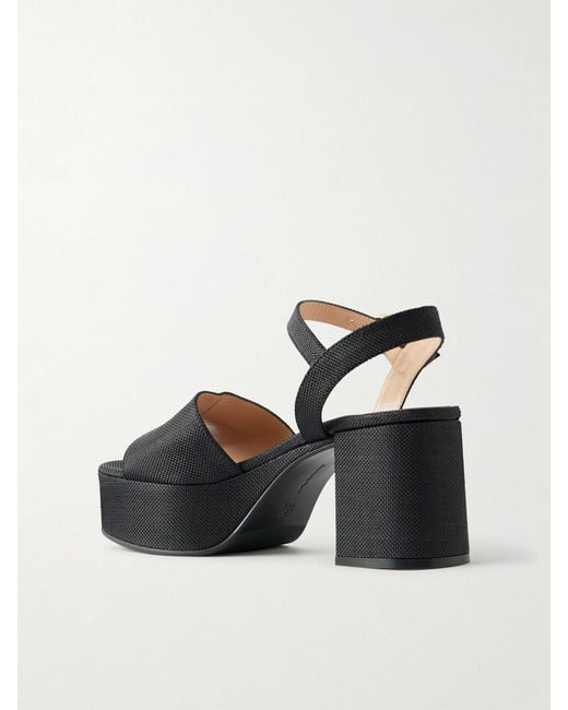Gianvito Rossi Black Carol 35 Raffia Platform Sandals