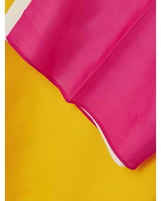 Helmut Lang Pink Patchwork Silk-Chiffon Trimmed Stretch-Satin Straight-Leg Pants