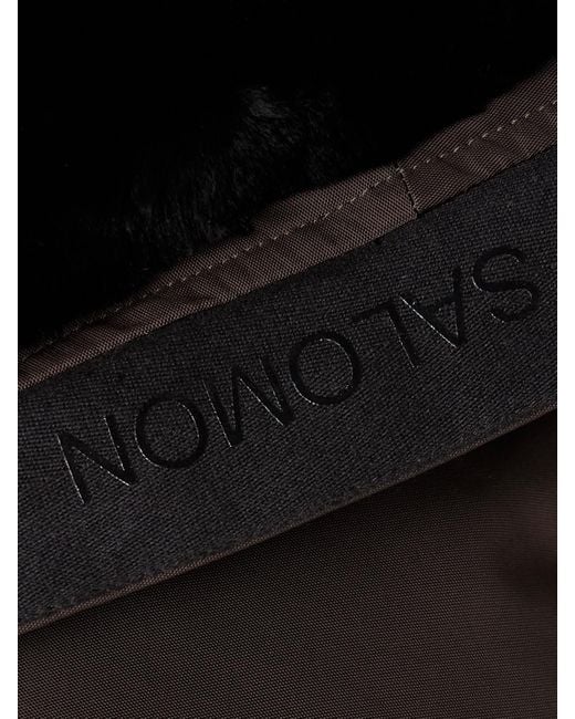 Yves Salomon Black Skijacke Aus Wattiertem Shell Mit Shearling-Besatz