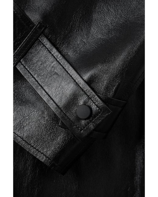 Mackage Black Adriana Double-Breasted Belted Leather Trench Coat